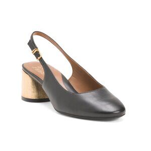 NATURALIZER PREMIUM Black Leather Lane Slingback Heels